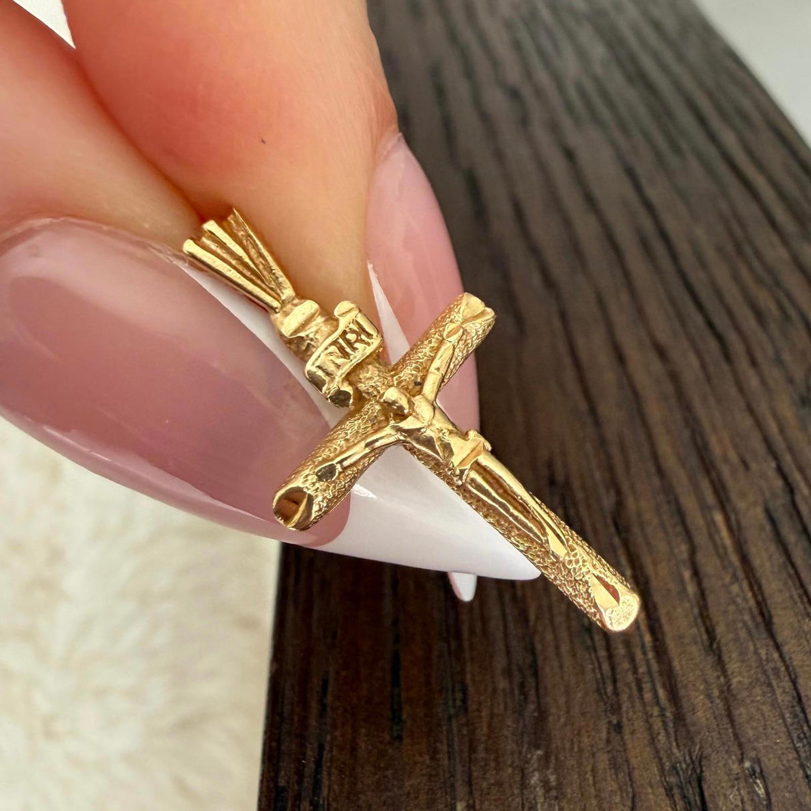14k Solid Gold Cross Pendant Yellow Gold